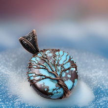 Load image into Gallery viewer, Copper Wrapped Tree of life, Turquoise, Pendant