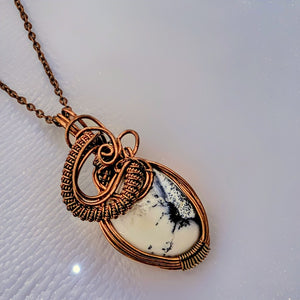 Copper wrapped, Dendrite opal - Necklace