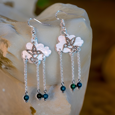 Humming bird in cloud  - Earrings