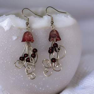 Jellyfish - Earrings - Garnet