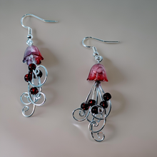 Load image into Gallery viewer, Jellyfish - Earrings - Garnet