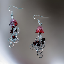 Load image into Gallery viewer, Jellyfish - Earrings - Garnet