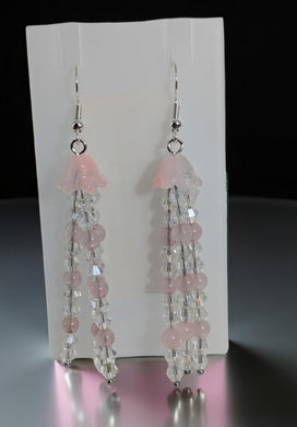 Talisman of Unconditional Love - Jellyfish - Earrings - Rose Quartz