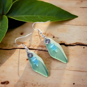 Sea glass - Jellyfish -  Earrings