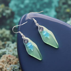 Sea glass - Jellyfish -  Earrings