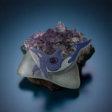 Load image into Gallery viewer, Ornament - Handmade Orca &amp; Amethyst sea glass
