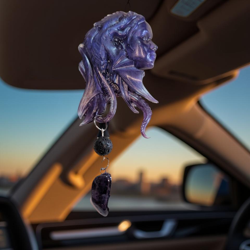 Rear view mirror hanger - Dragon warrior woman