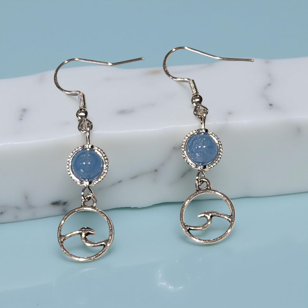 Earrings - Ocean wave - Aquamarine