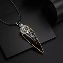 Load image into Gallery viewer, The Raven&#39;s Obsidian Shard- Arrowhead - Raven - Necklace