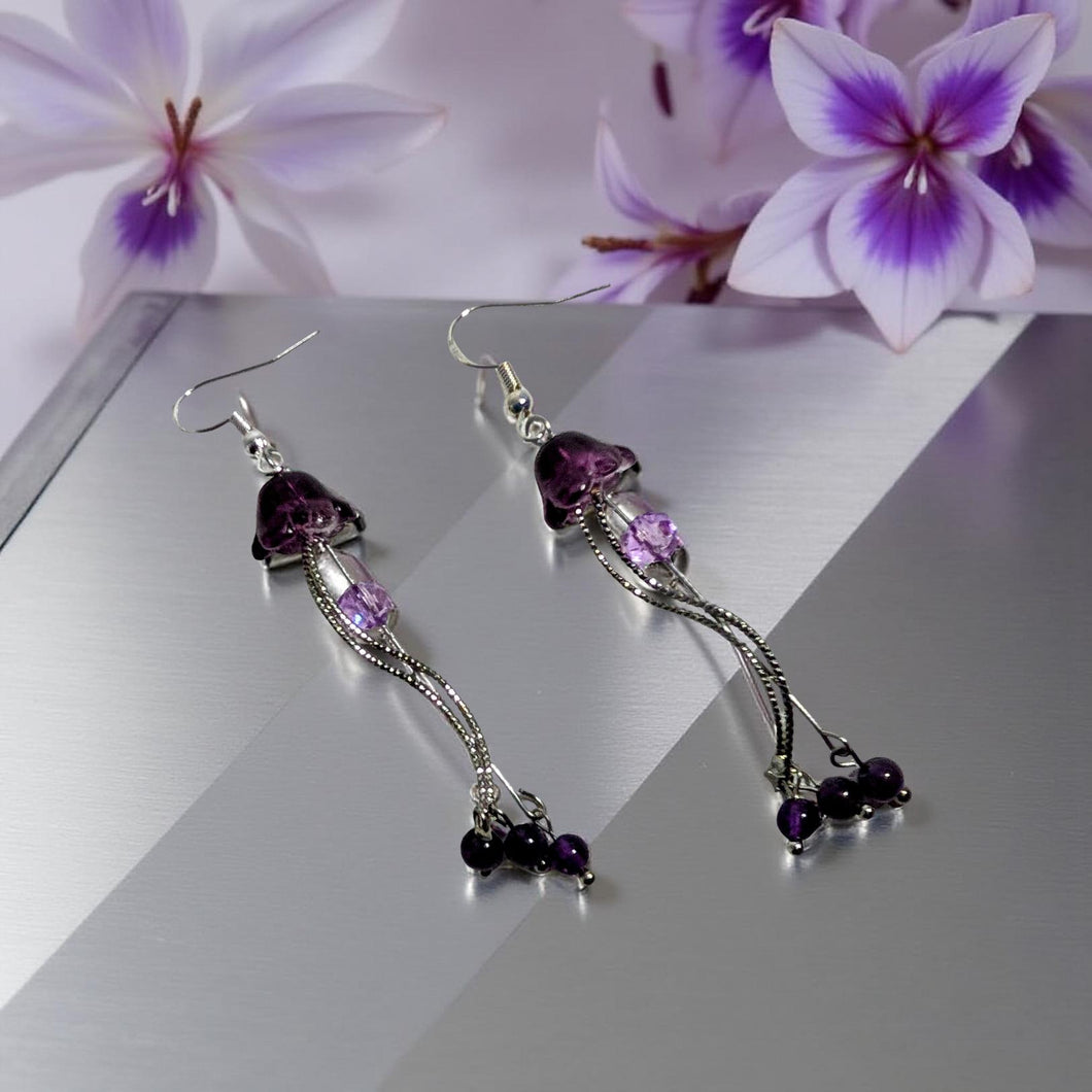 Jellyfish -  Earrings - Amethyst