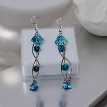 Load image into Gallery viewer, Jellyfish - Earrings - Blue cats eye