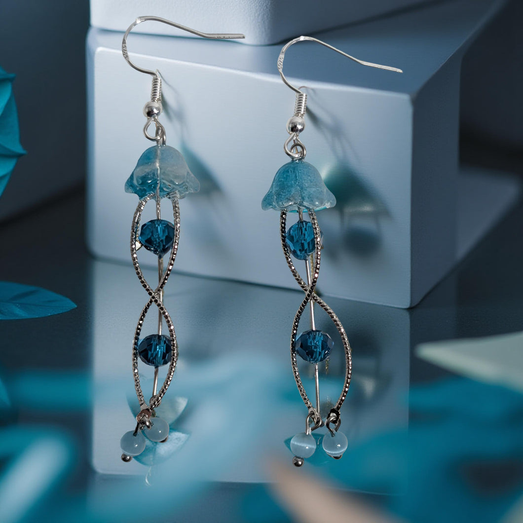 Jellyfish - Earrings - Blue cats eye