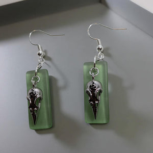 Sea glass - Raven - Earrings