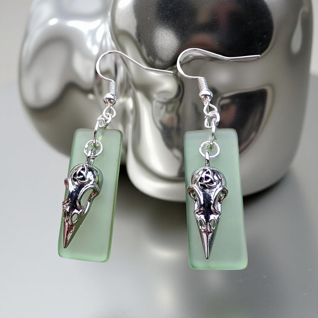 Sea glass - Raven - Earrings
