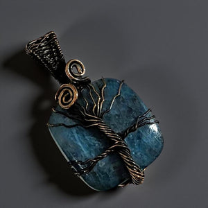 Copper wrapped, Tree of life, Apatite, Pendant