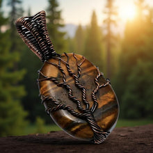 Load image into Gallery viewer, Copper wrapped, Tree of life, Tiger Eye Pendant