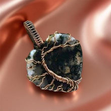 Load image into Gallery viewer, Copper Wrapped, Tree of life, Green Moss Agate, Pendant