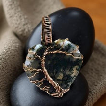 Load image into Gallery viewer, Copper Wrapped, Tree of life, Green Moss Agate, Pendant