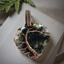 Load image into Gallery viewer, Copper Wrapped, Tree of life, Green Moss Agate, Pendant
