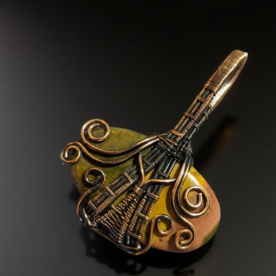 Copper wrapped, Unakite, Pendant