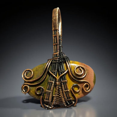 Copper wrapped, Unakite, Pendant
