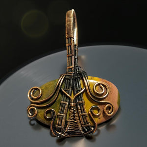 Copper wrapped, Unakite, Pendant