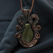 Load image into Gallery viewer, Copper wrapped, Gold sheen obsidian, Necklace