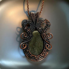 Load image into Gallery viewer, Copper wrapped, Gold sheen obsidian, Necklace