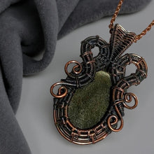 Load image into Gallery viewer, Copper wrapped, Gold sheen obsidian, Necklace