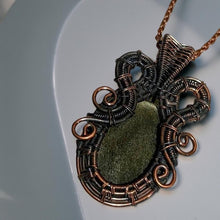 Load image into Gallery viewer, Copper wrapped, Gold sheen obsidian, Necklace