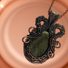 Load image into Gallery viewer, Copper wrapped, Gold sheen obsidian, Necklace