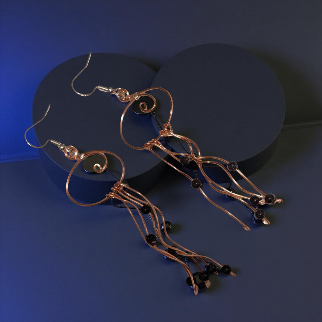 Jellyfish - Earrings - Blue Goldstone
