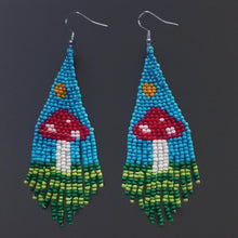 Load image into Gallery viewer, Sterling silver, Beaded Mushroom, Earrings
