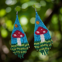 Load image into Gallery viewer, Sterling silver, Beaded Mushroom, Earrings