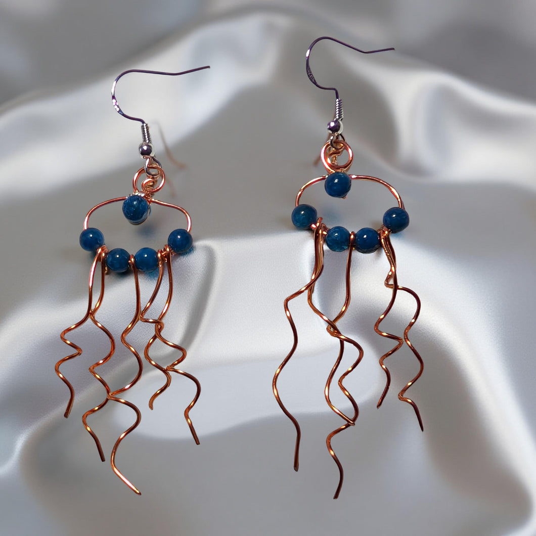 Jellyfish - Earrings - Blue Apatite
