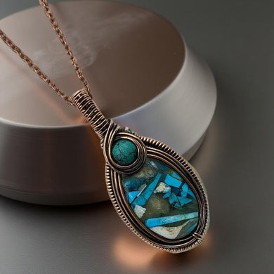 Copper Turquoise Oyster -  Necklace