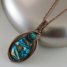 Load image into Gallery viewer, Copper Turquoise Oyster -  Necklace