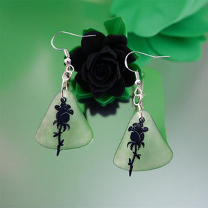Sea glass - Black Rose - Earrings