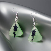 Load image into Gallery viewer, Sea glass - Black Rose - Earrings
