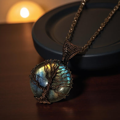 Copper wrapped - Tree of life - Labradorite Necklace