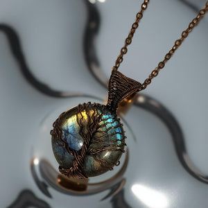 Copper wrapped - Tree of life - Labradorite Necklace