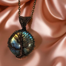 Load image into Gallery viewer, Copper wrapped - Tree of life - Labradorite Necklace
