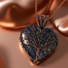 Load image into Gallery viewer, Necklace - Copper wrapped - Tree of life -Lapis lazuli