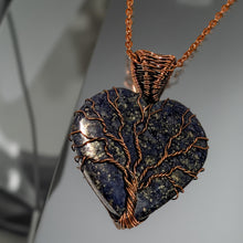 Load image into Gallery viewer, Necklace - Copper wrapped - Tree of life -Lapis lazuli
