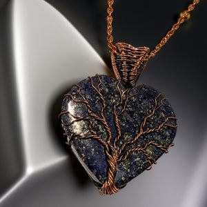 Necklace - Copper wrapped - Tree of life -Lapis lazuli