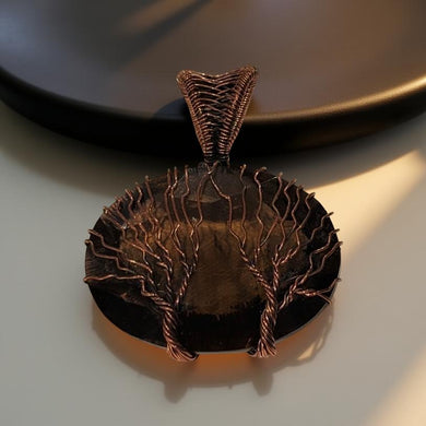 Pendant - Copper Wrapped - Tree of life - Smokey Quartz