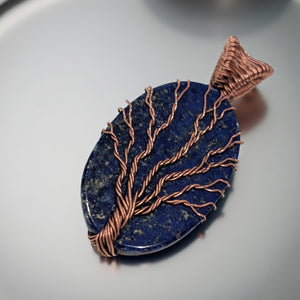 Pendant - Copper - Tree of life - lapis lazuli