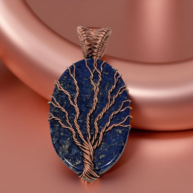Pendant - Copper - Tree of life - lapis lazuli