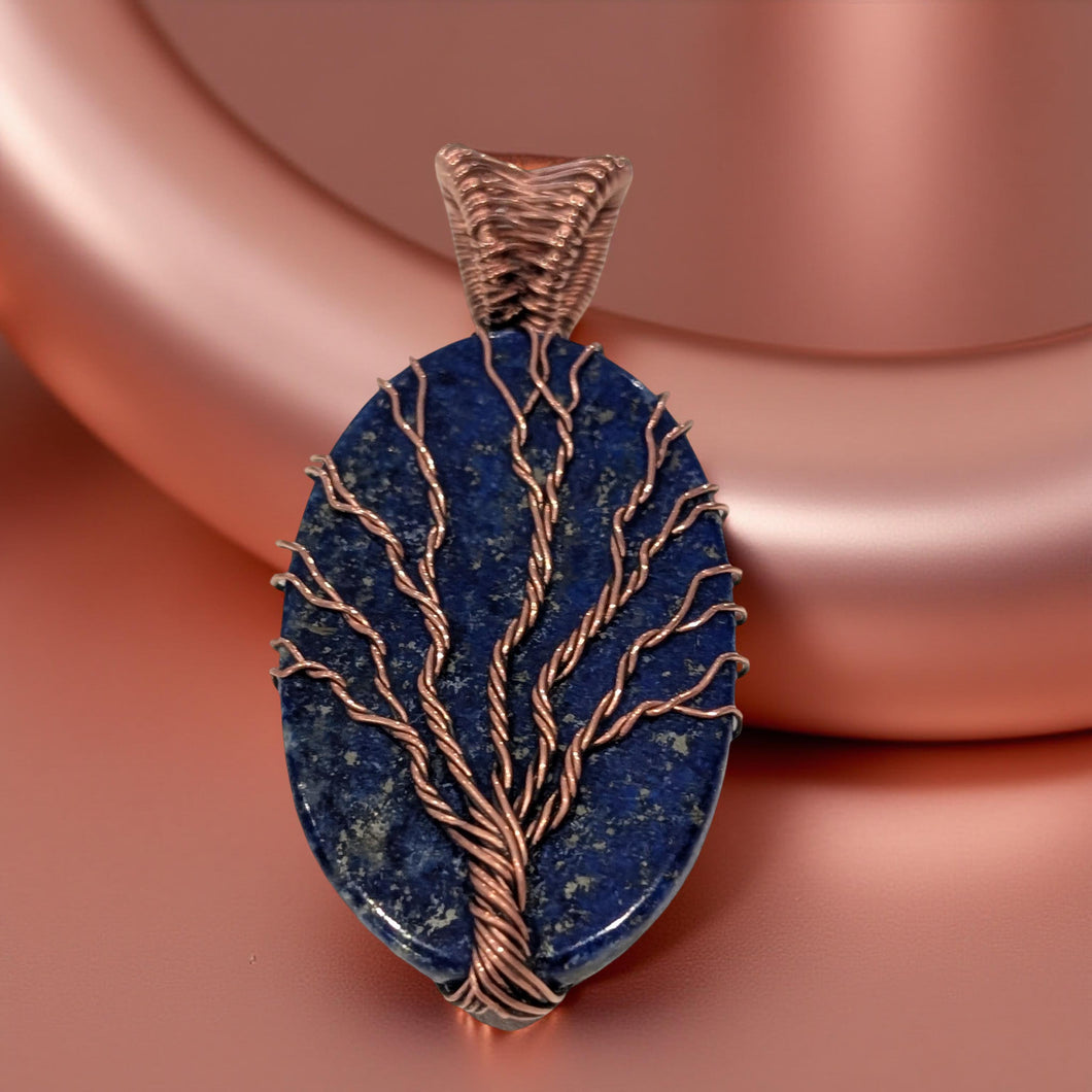 Pendant - Copper - Tree of life - lapis lazuli