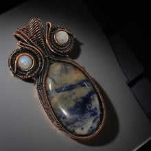 Load image into Gallery viewer, Copper wrapped, Sodalite &amp; moonstone, Pendant